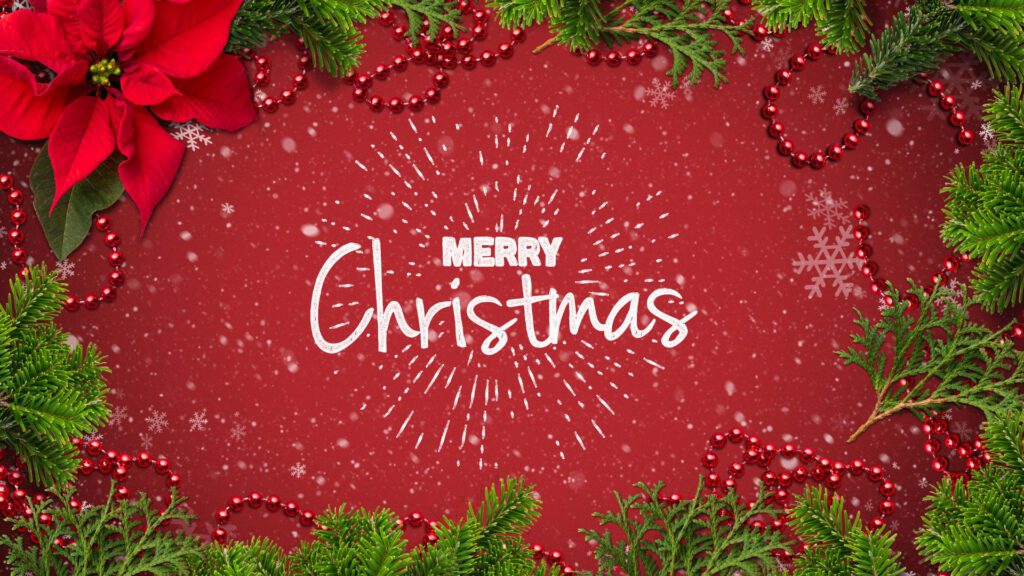 Tiệc Giáng Sinh Gala Dinner sang trọng với ánh đèn vàng ấm áp và cây thông lớn do V-Lead tổ chức.